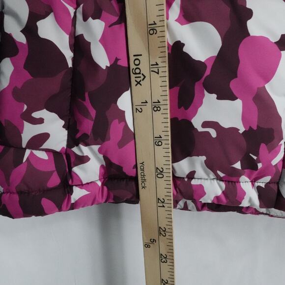Lululemon Vest Womens Size 8 Pink Camo Wunder Puff Cropped Hooded Down New - Picture 10 of 16